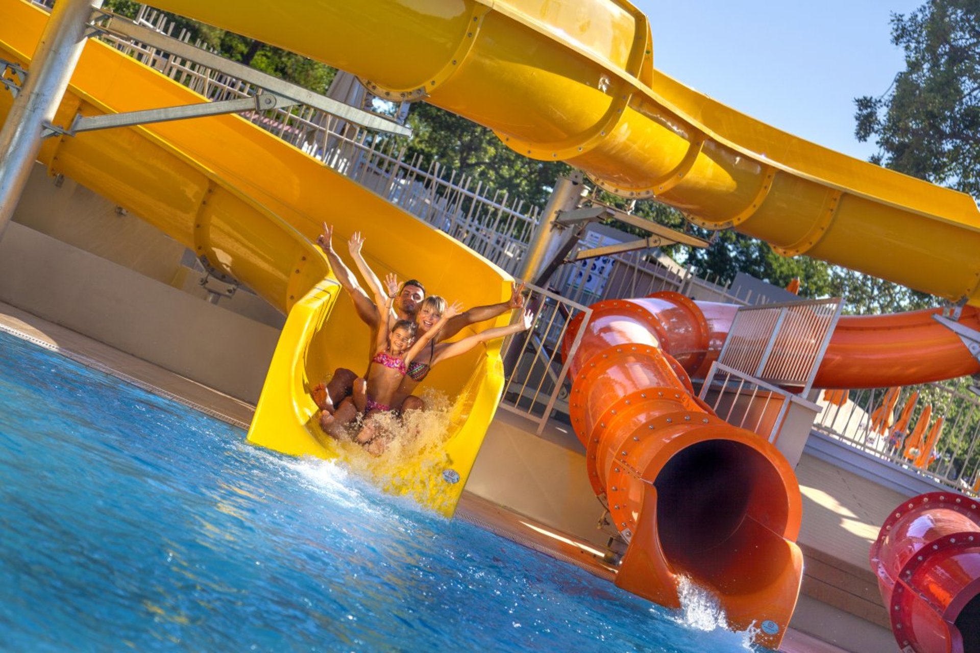 Fun at the waterslides with the kids! example photo