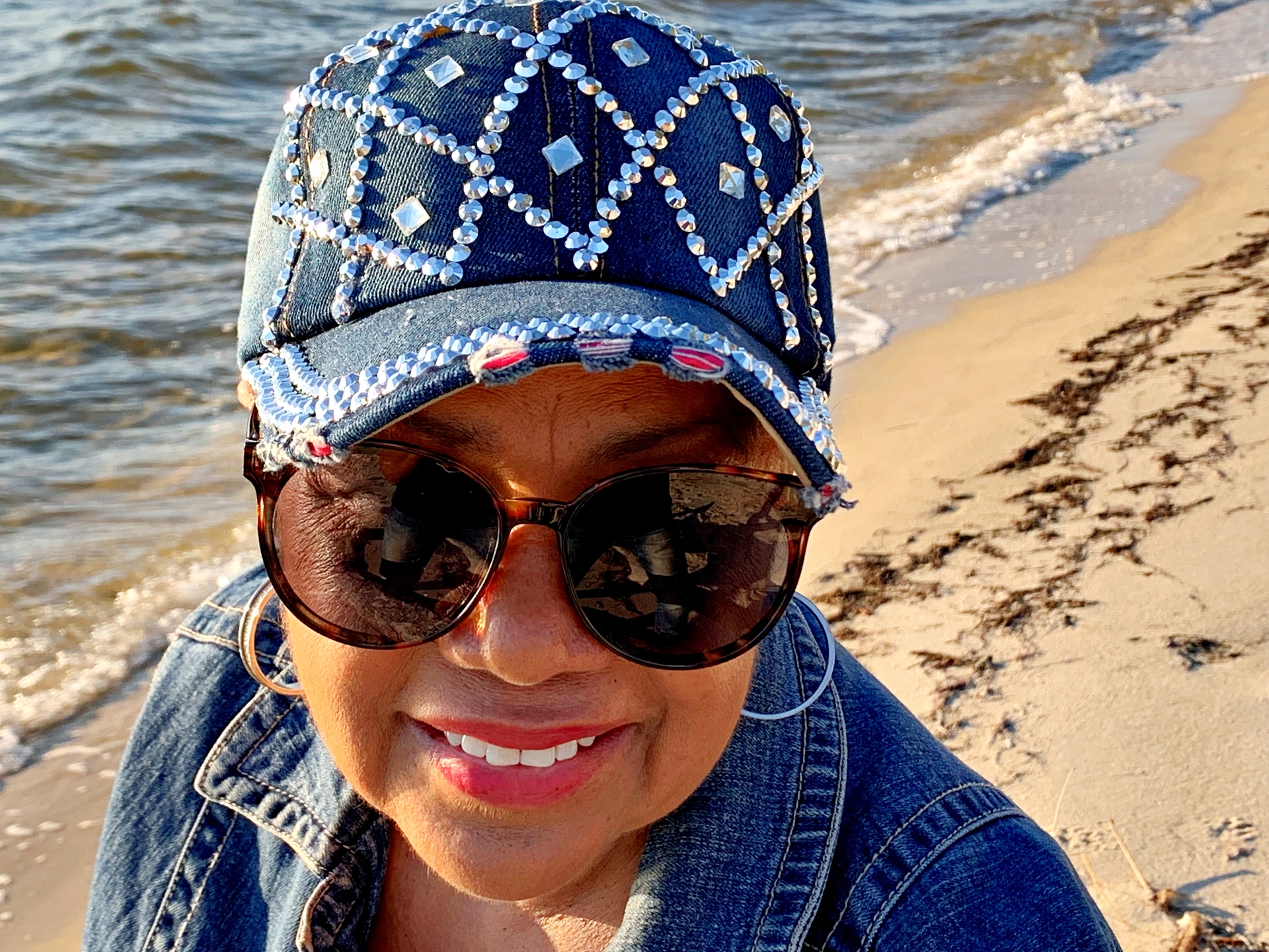 Popfizzy Women’s Bling Denim Baseball Caps example photo